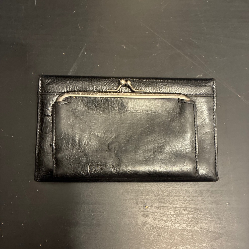 Rolfs Black Genuine Leather Clutch Wallet Vintage Kiss Lock Coin Purse Snap - Picture 2 of 10